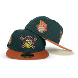 Dark Green Pittsburgh Pirates Rust Visor Gray Bottom Pirates Flag Side Patch New Era 59Fifty Fitted