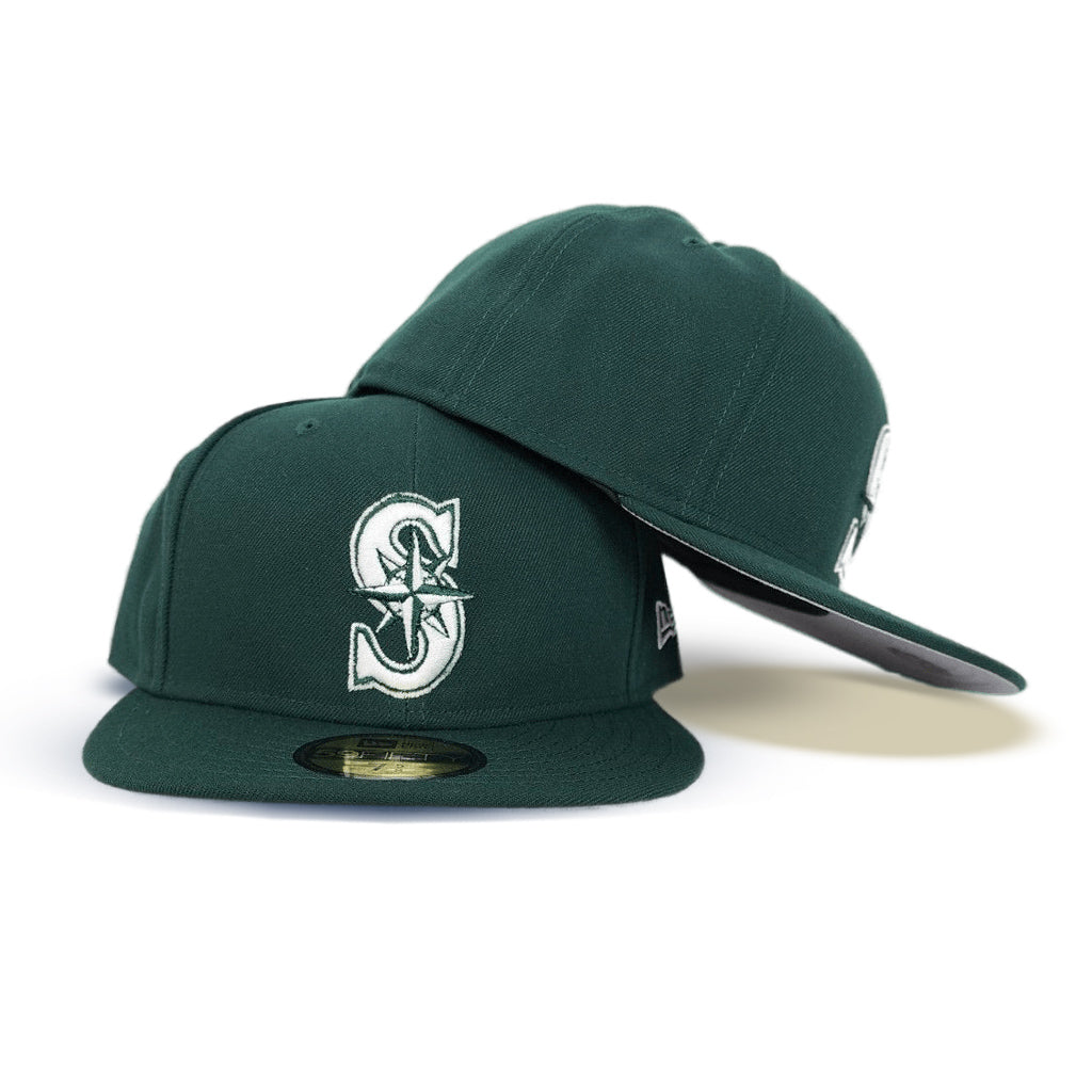 Seattle Mariners 20th Anniversary New Era 59FIFTY Fitted Hat (Dark Green Navy Gray Under BRIM) 7 5/8