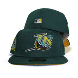Dark Green Tampa Bay Rays Yellow Bottom 10th Seasons Side Patch New Era 59Fifty Fitted