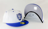 Exclusive Matching New Era Oakland Raiders Metal Badge Fitted Hat for Jordan 13 Hyper Blue