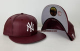 Exclusive New Era 59Fifty Burgundy PU Leather Yankee Fitted