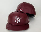 Exclusive New Era 59Fifty Burgundy PU Leather Yankee Fitted
