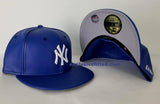 Exclusive New Era 59Fifty Royal Blue PU Leather Yankee Fitted Hat Cap