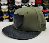 Exclusive New Era Limited Edition Metal Badge Oakland Raiders Olive Green Snapback Hat