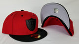 Exclusive New Era Red / Black Oakland Raiders Black Metal Logo Fitted Hat