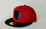 Exclusive New Era Red / Black Oakland Raiders Black Metal Logo Fitted Hat