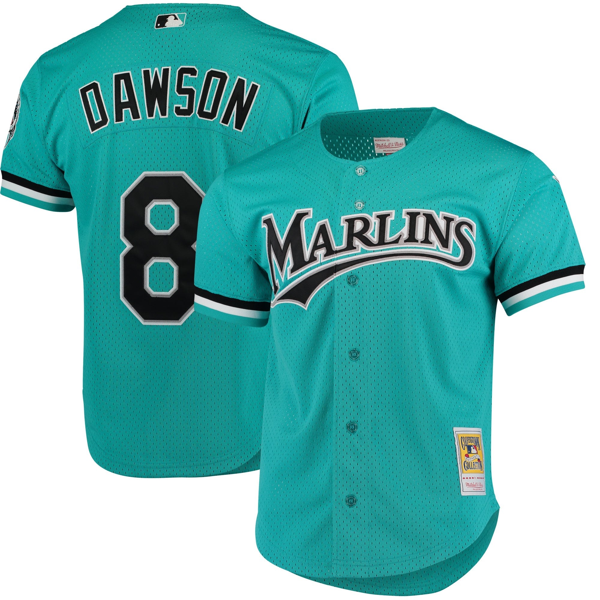 Majestic MLB Jersey Sz Large Diamond Collection Florida Marlins Teal Used