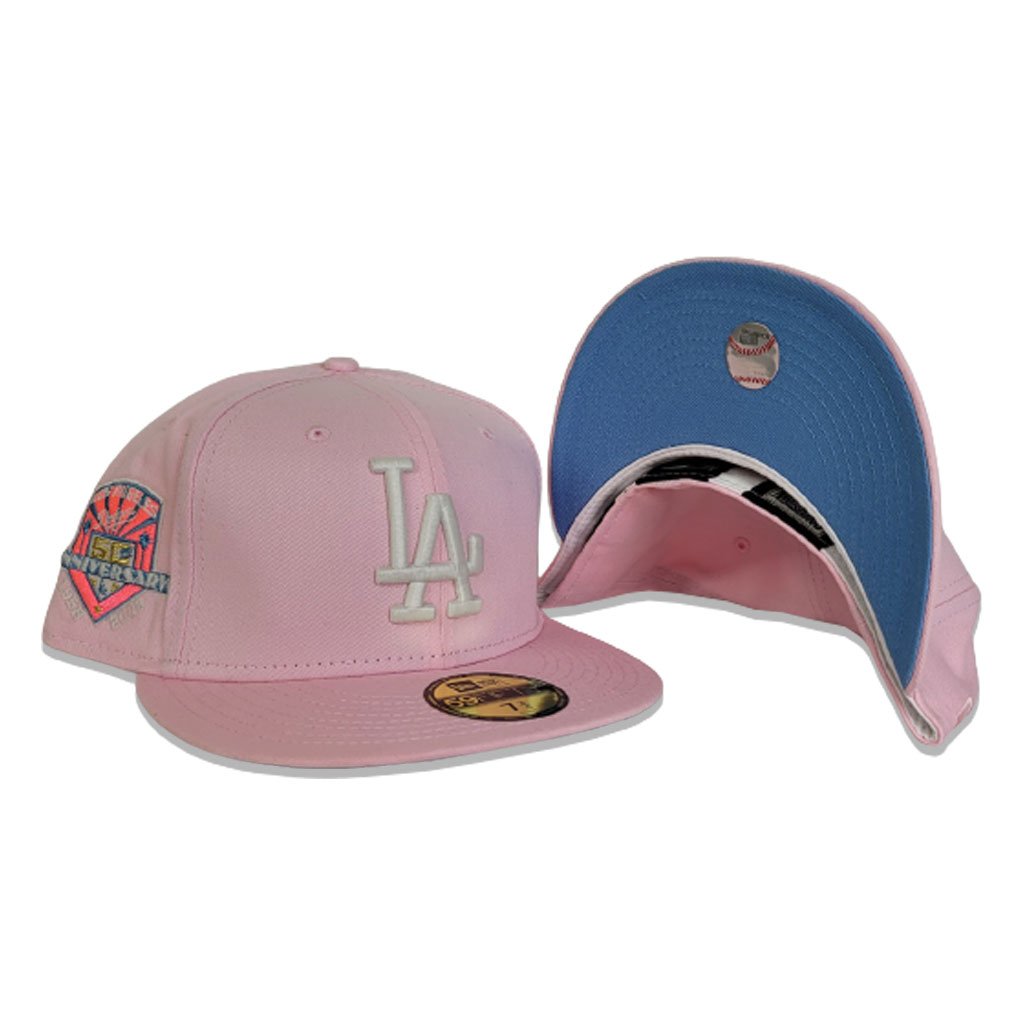 Los Angeles Dodgers New Era Pink Glow Undervisor 59FIFTY Fitted Hat - Light  Blue