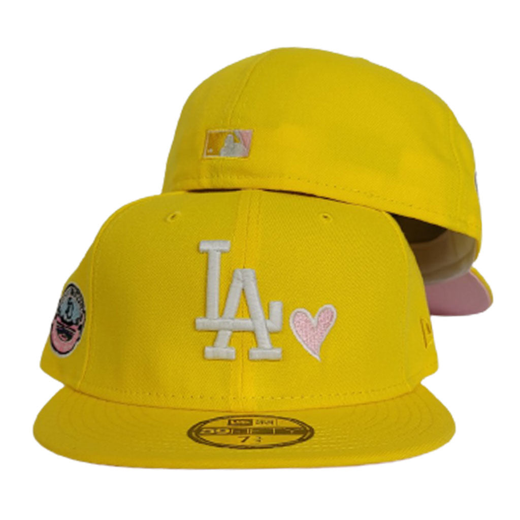 Men's Los Angeles Dodgers New Era Pink Light Yellow Under Visor 59FIFTY  Fitted Hat