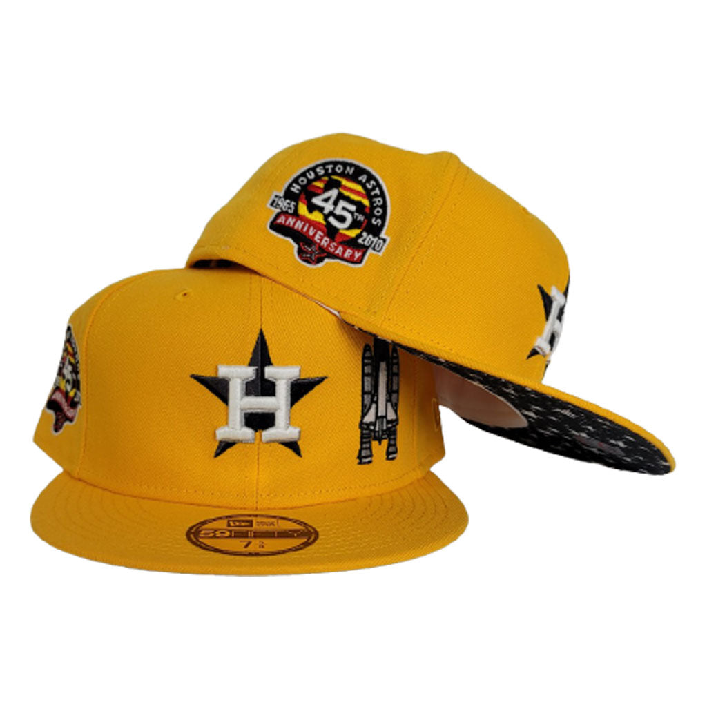 Houston Astros 50TH ANNIVERSARY New Era 59Fifty Fitted Hat (GITD White  Black Royal Blue Under Brim)