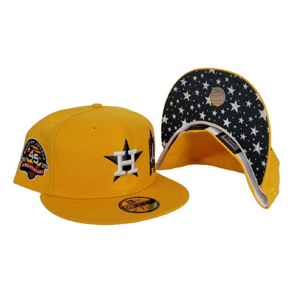 Glow In the Dark Yellow Houston Astros Star Bottom 45th Anniversary Side Patch New Era 59Fifty Fitted