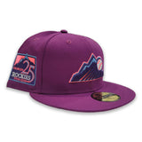 Grape Purple Colorado Rockies Pink Bottom 25th Anniversary Side Patch New Era 59Fifty Fitted