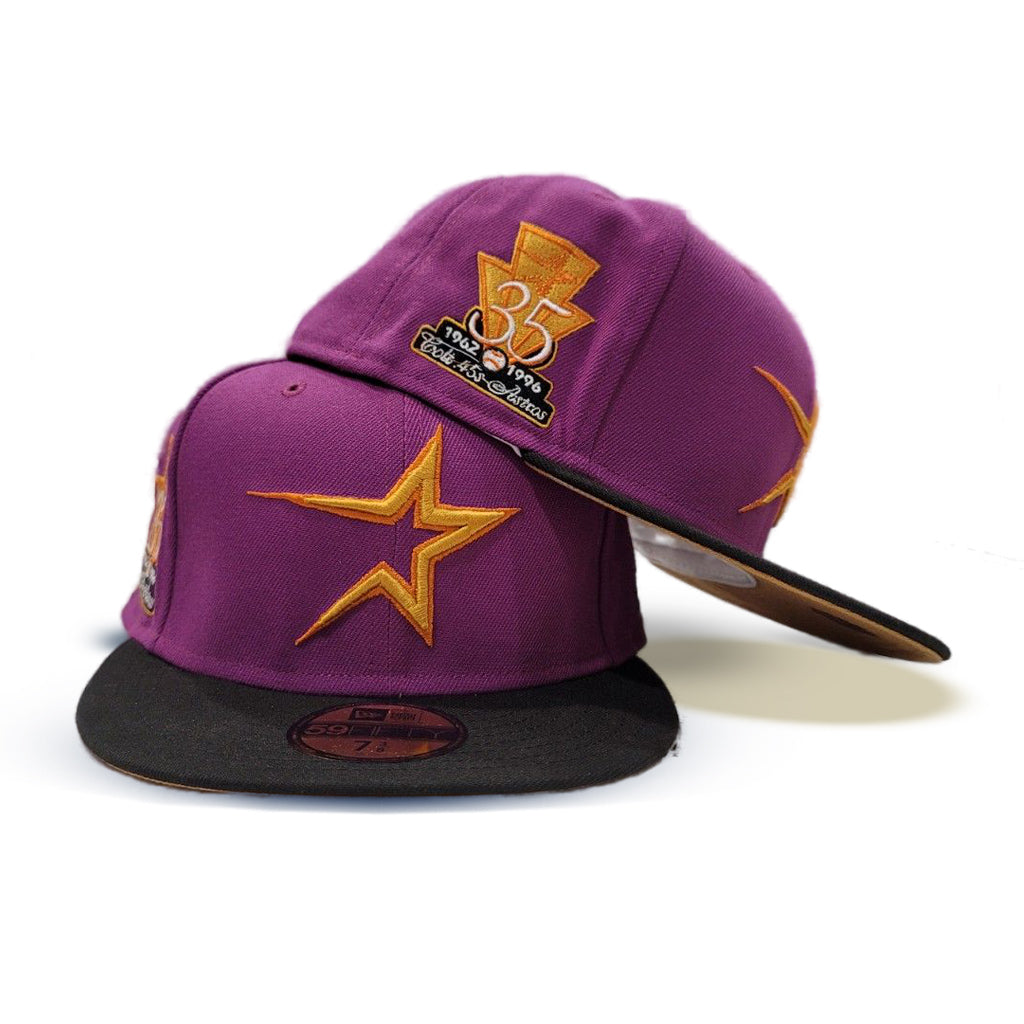 Grape Purple Houston Astros Black Visor Tan Bottom 35th Anniversary Side Patch "Doritos Collection" New Era 59Fifty Fitted