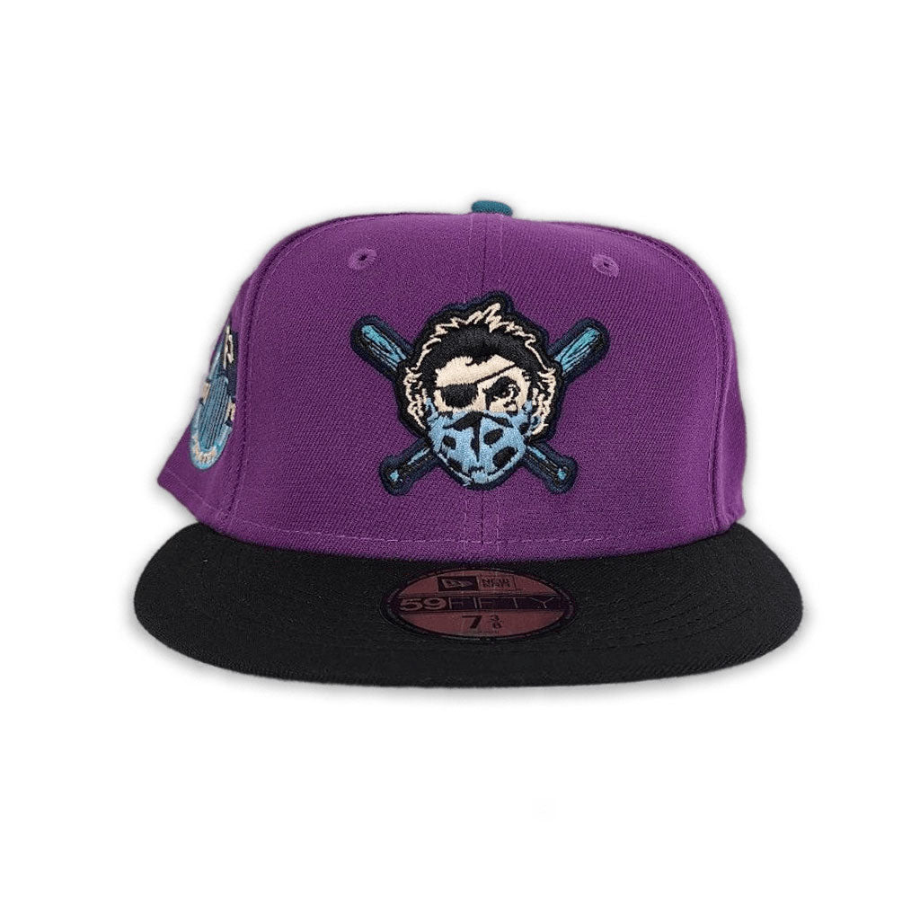 Grape Purple Pittsburgh Pirates Black Visor Icy Blue Bottom Pirates Flag Side Patch New Era 59Fifty Fitted