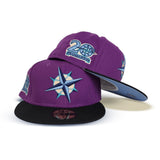 Grape Purple Seattle Mariners Black Visor Icy Blue Bottom 20th Anniversary Side Patch New Era 59Fifty Fitted