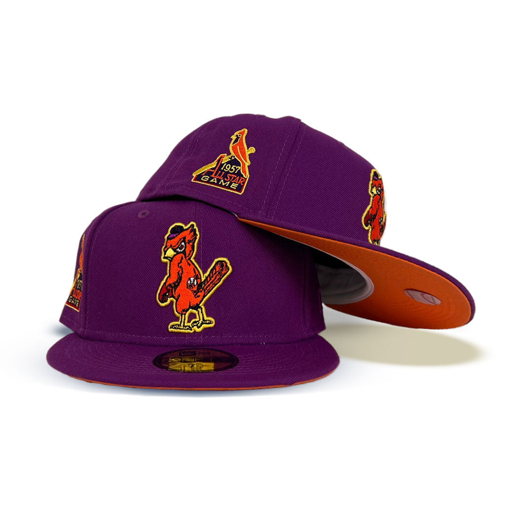 Grape Purple St. Louis Cardinals Orange Bottom 1957 World Series Side Patch New Era 59Fifty Fitted