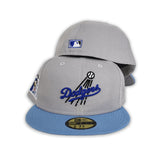 Gray Brooklyn Dodger Sky Blue Visor Gray Bottom Jackie Robinson 75th Years Side Patch New Era 59Fifty Fitted