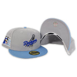Gray Brooklyn Dodger Sky Blue Visor Gray Bottom Jackie Robinson 75th Years Side Patch New Era 59Fifty Fitted