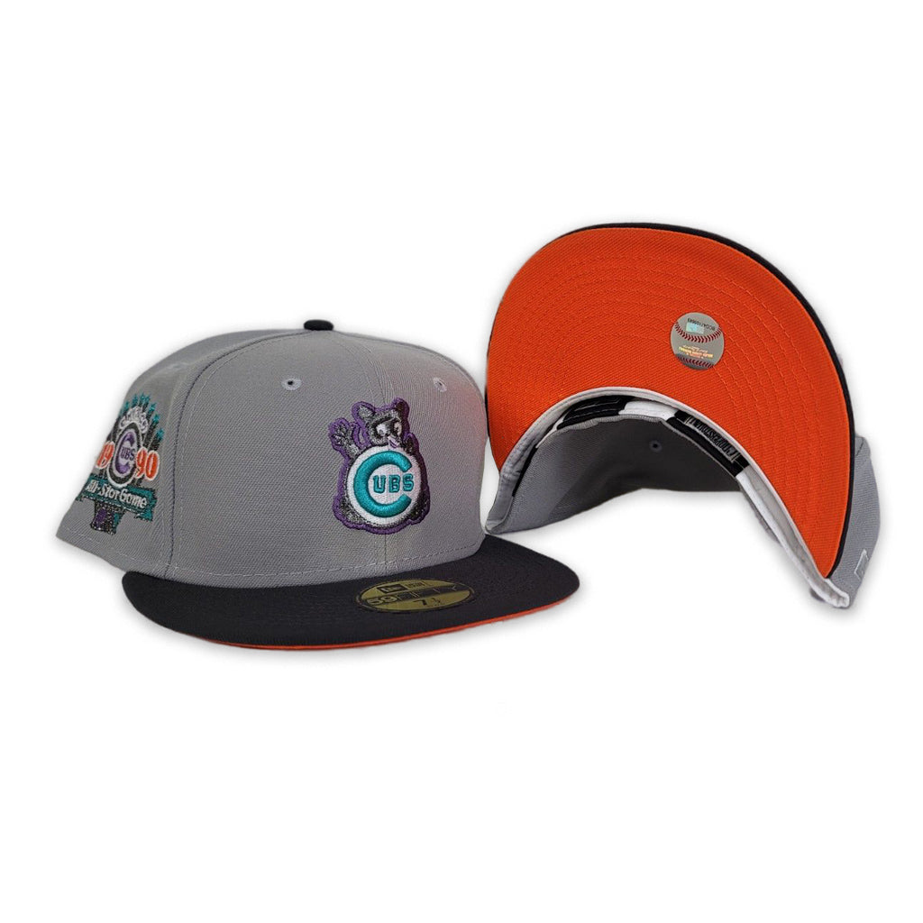 Gray Chicago Cubs Dark Gary Visor Orange Bottom 1990 All Star Game Side Patch "Pigeon Collection" New Era 59Fifty Fitted