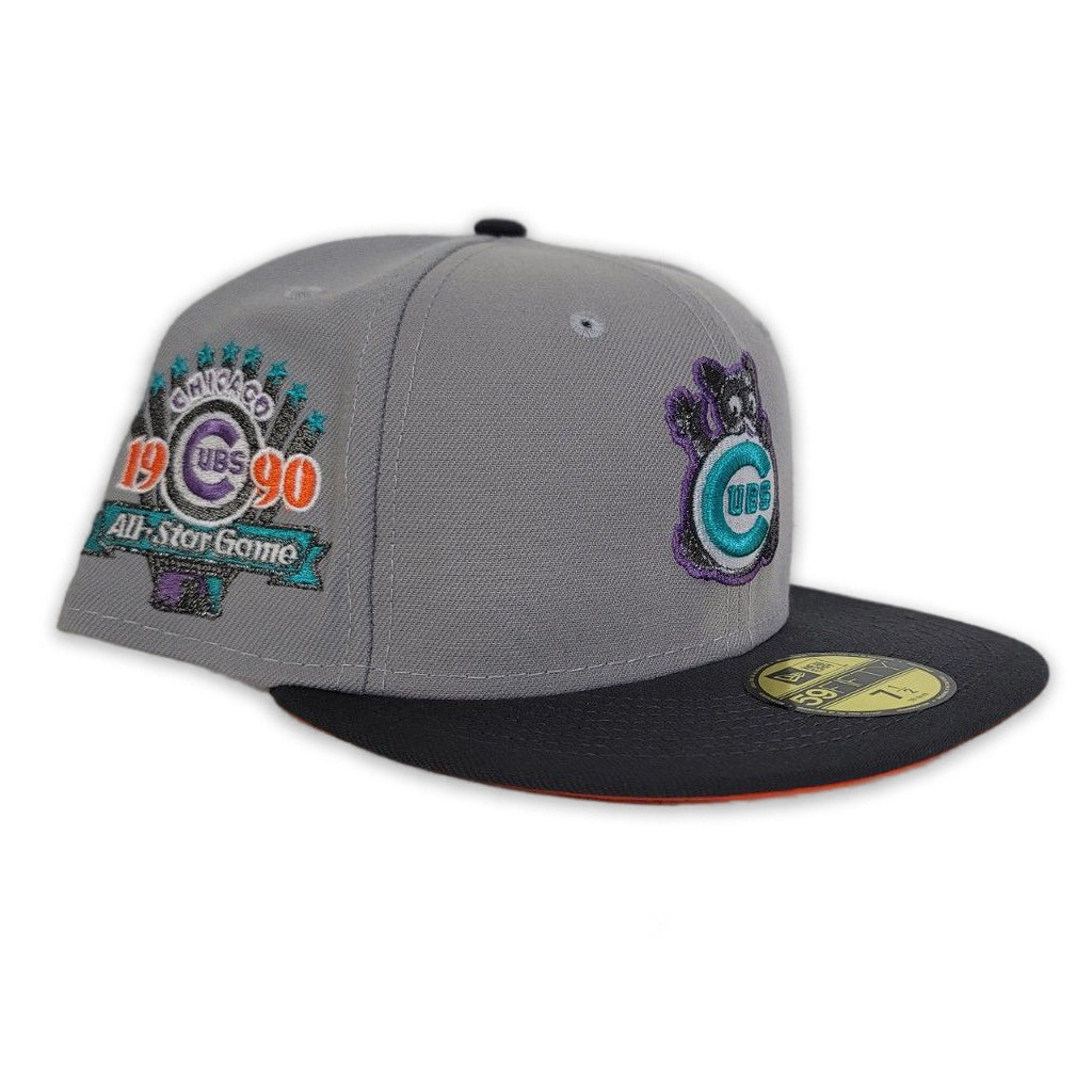 Gray Chicago Cubs Dark Gary Visor Orange Bottom 1990 All Star Game Side Patch "Pigeon Collection" New Era 59Fifty Fitted