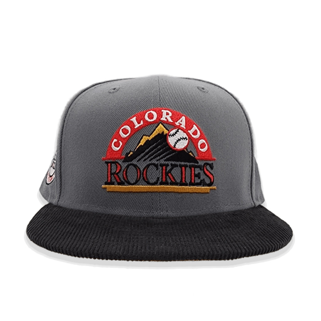 Gray Colorado Rockies Black Corduroy Visor Tan Bottom 10th Years Anniversary Side Patch New Era 59Fifty Fitted