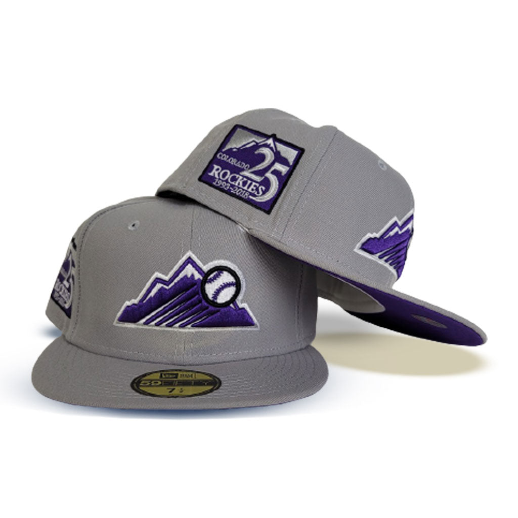Custom New Era 59FIFTY Colorado Rockies 25th Anniversary Fitted Hat 7 5/8 / True Purple/Clear Mint