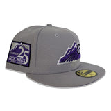 Gray Colorado Rockies Purple Bottom 25th Anniversary Side Patch New Era 59Fifty Fitted