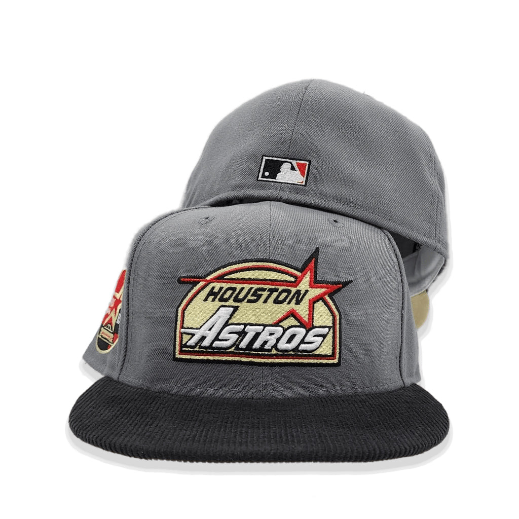 Gray Houston Astros Black Corduroy Visor Vegas Gold Bottom 35th Great Years Side Patch New Era 59Fifty Fitted