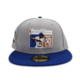 Gray Jackie Robinson 75th Years Royal Blue Visor Green Bottom 42 Side Patch New Era 59Fifty Fitted