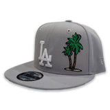 Gray Los Angeles Dodgers Palm Tree Icy Blue Bottom 50th Anniversary New Era 9Fifty Snapback