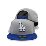 Gray Los Angeles Dodgers Royal Blue Visor Pink Bottom 40th Anniversary Side Patch New Era 9Fifty Snapback