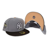 Gray New York Yankees Brown Visor Peach Bottom 1999 World Series Side Patch New Era 59Fifty Fitted