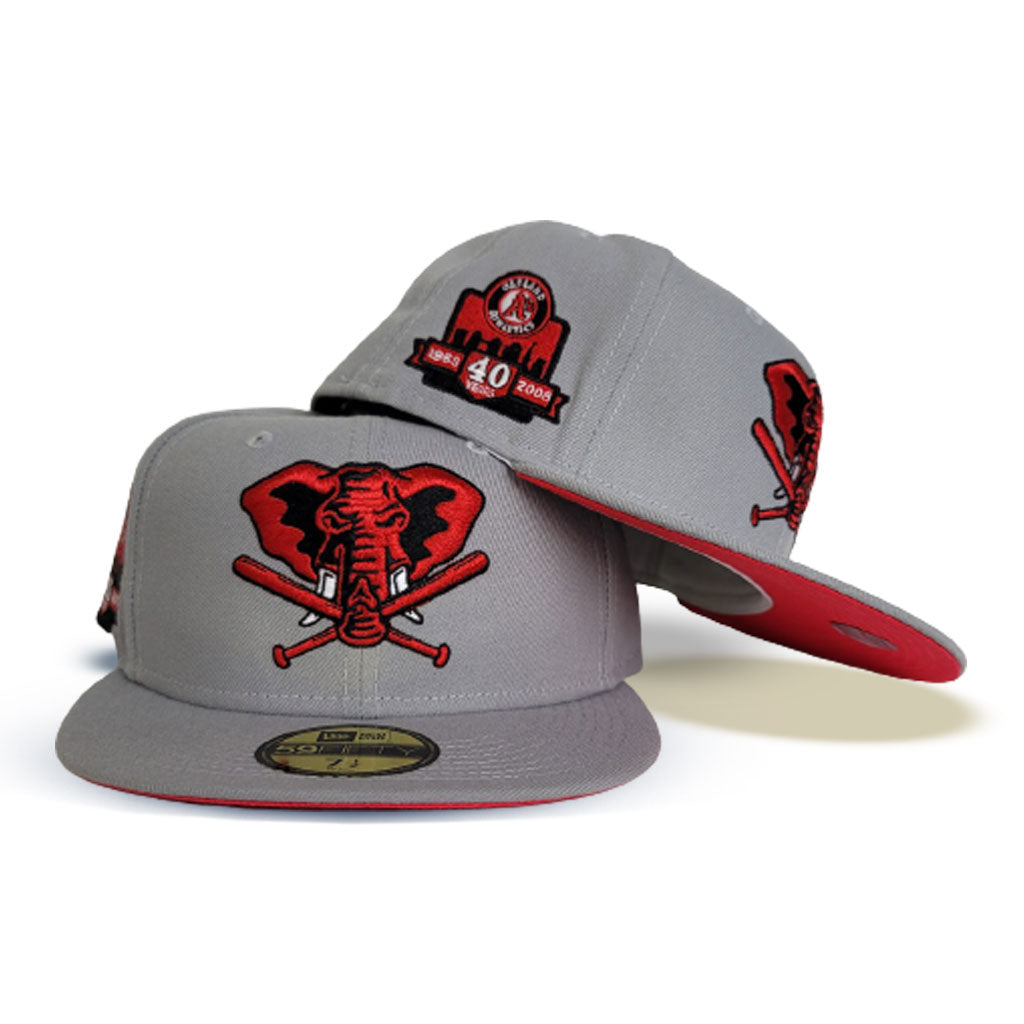 Grey Oakland Athletics Infrared Bottom 40th Anniversary Side Patch New Era  59Fifty Fitted