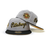 Gray Script Pittsburgh Pirates Black Visor Yellow Bottom Three Rivers Stadium Side Patch New Era 59Fifty Fitted