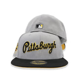 Gray Scrip Pittsburgh Pirates Black Visor Yellow Bottom Three Rivers Stadium Side Patch New Era 59Fifty Fitted