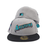 Gray Script Arizona Diamondbacks Black Visor Teal Bottom 1998 Inaugural Season Side Patch New Era 59Fifty Fitted
