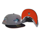 Gray Toronto Blue Jays Dark Gary Visor Orange Bottom 25th Anniversary Side Patch "Pigeon Collection" New Era 59Fifty Fitted