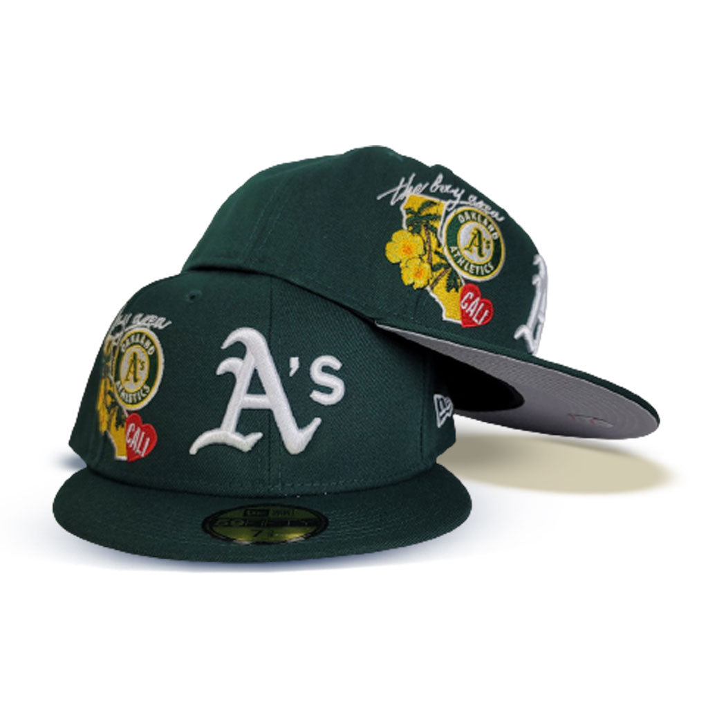 Oakland Athletics Swinging A’s New Era 59FIFTY Fitted Hat (Walnut Green Gray Under BRIM) 8