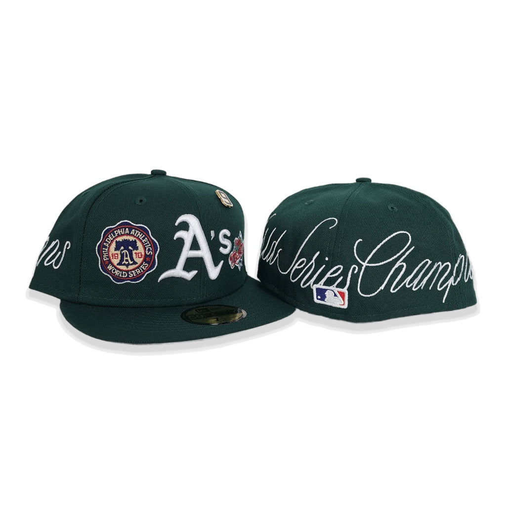 Green Oakland Athletics Historic 9X World Series Champions Gray Bottom New Era 59Fifty Fitted