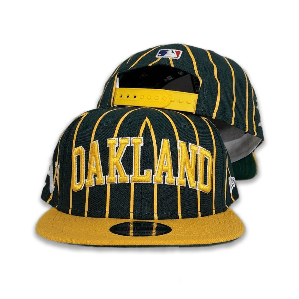 Dark Green Oakland Athletics Yellow Pinstripe New Era Short Sleeve