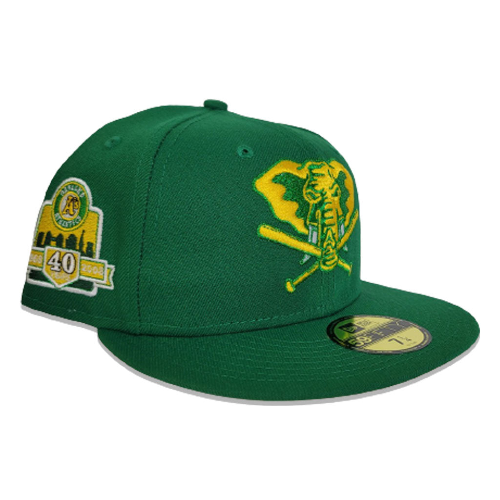 Green Oakland Athletics Yellow Bottom 40th Anniversary Side Patch New Era 59Fifty Fitted