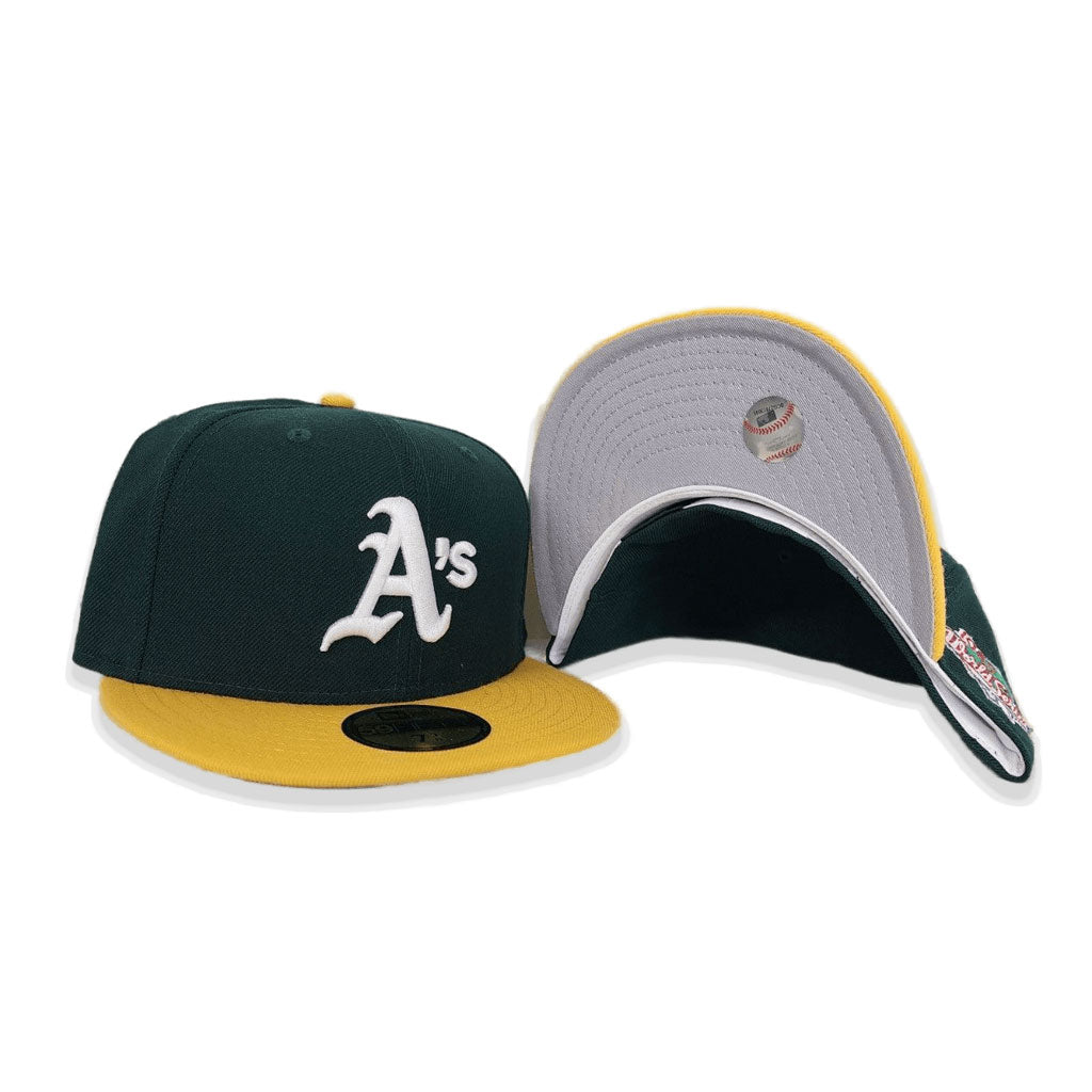 Dad Hat - Oakland Flag Embroidered in Yellow, Strapback, Green