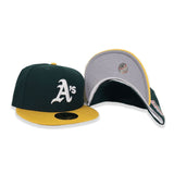 Green Oakland Athletics Yellow Visor Gray Bottom 1989 World Series Side Patch New Era 59Fifty Fitted