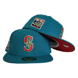 Green Seattle Mariners Red Bottom 40th Anniversary Side Patch New Era 59Fifty Fitted