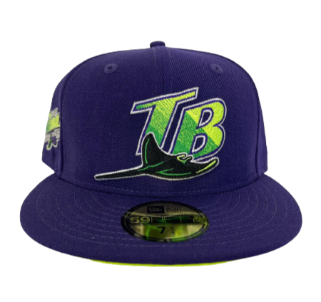 Purple Tampa Bay Rays Neon Green Bottom 1998 Inaugural Season New Era 59FIFTY Fitted 8