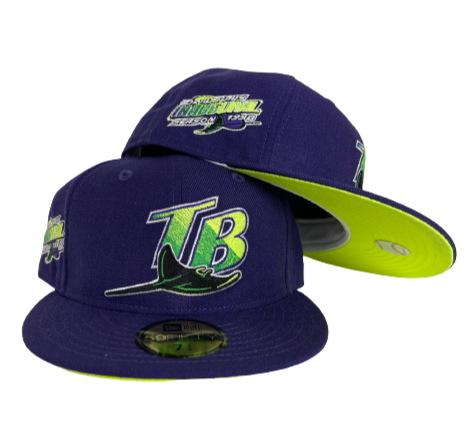 Purple Tampa Bay Rays Neon Green Bottom 1998 Inaugural Season New Era 59FIFTY Fitted 8