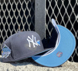 product - Navy Blue Heart New York Yankees Icy Blue Bottom 1999 World Series New Era 59Fifty Fitted