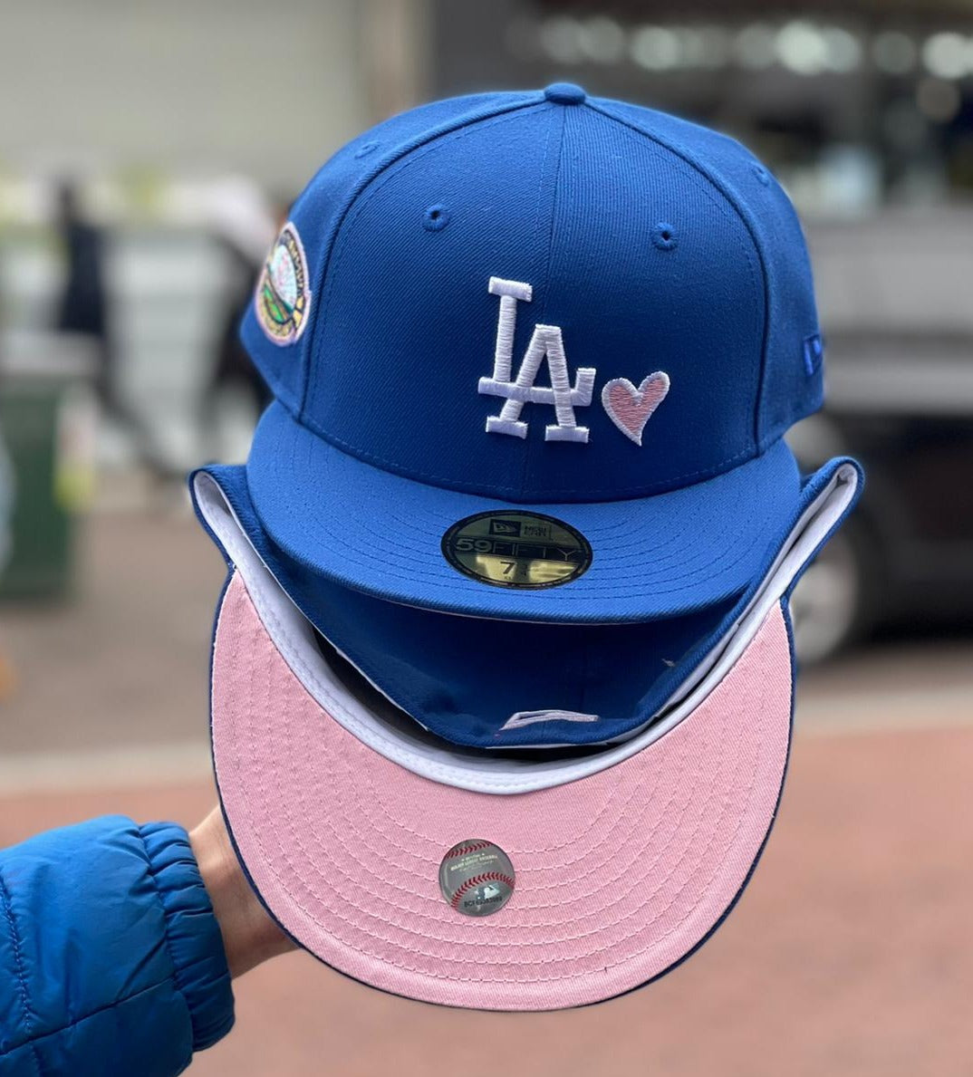 Heart Los Angeles Dodgers Royal Blue Pink Bottom 50th Anniversary