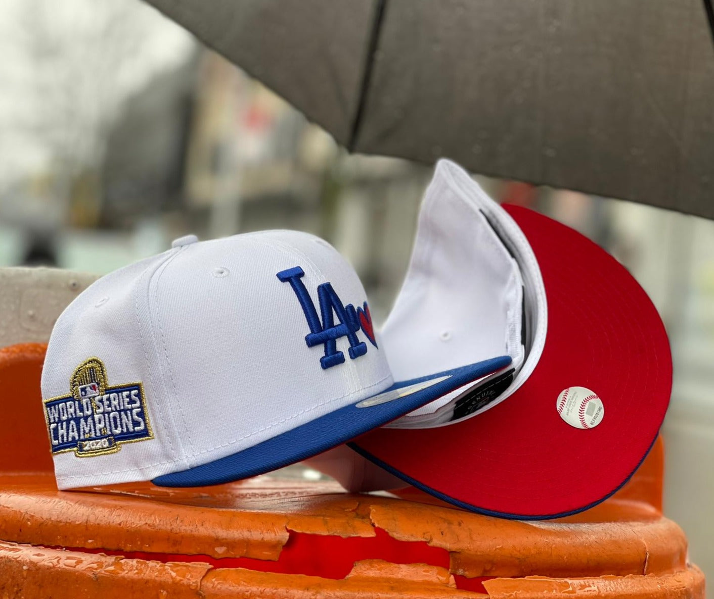 White Los Angeles Dodgers Red Bottom 2020 World Series Champions New Era  59Fifty Fitted