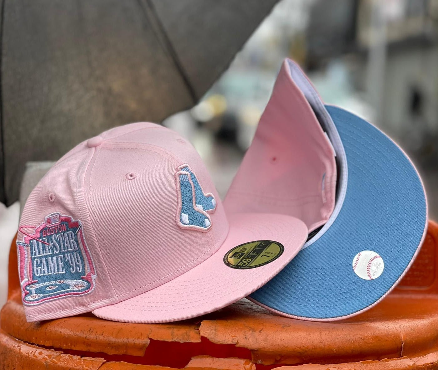 Product - Pink Boston Red Sox Icy Blue Bottom 1999 All Star Game Side Patch New Era 59Fifty Fitted